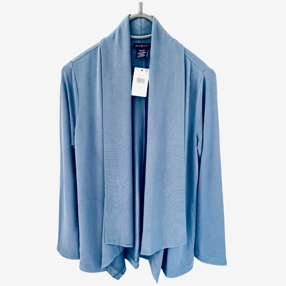 Max & Mia Women's Open Front Lightweight Drape Cardigan w/Pockets Light Denim S - Picture 7 of 7